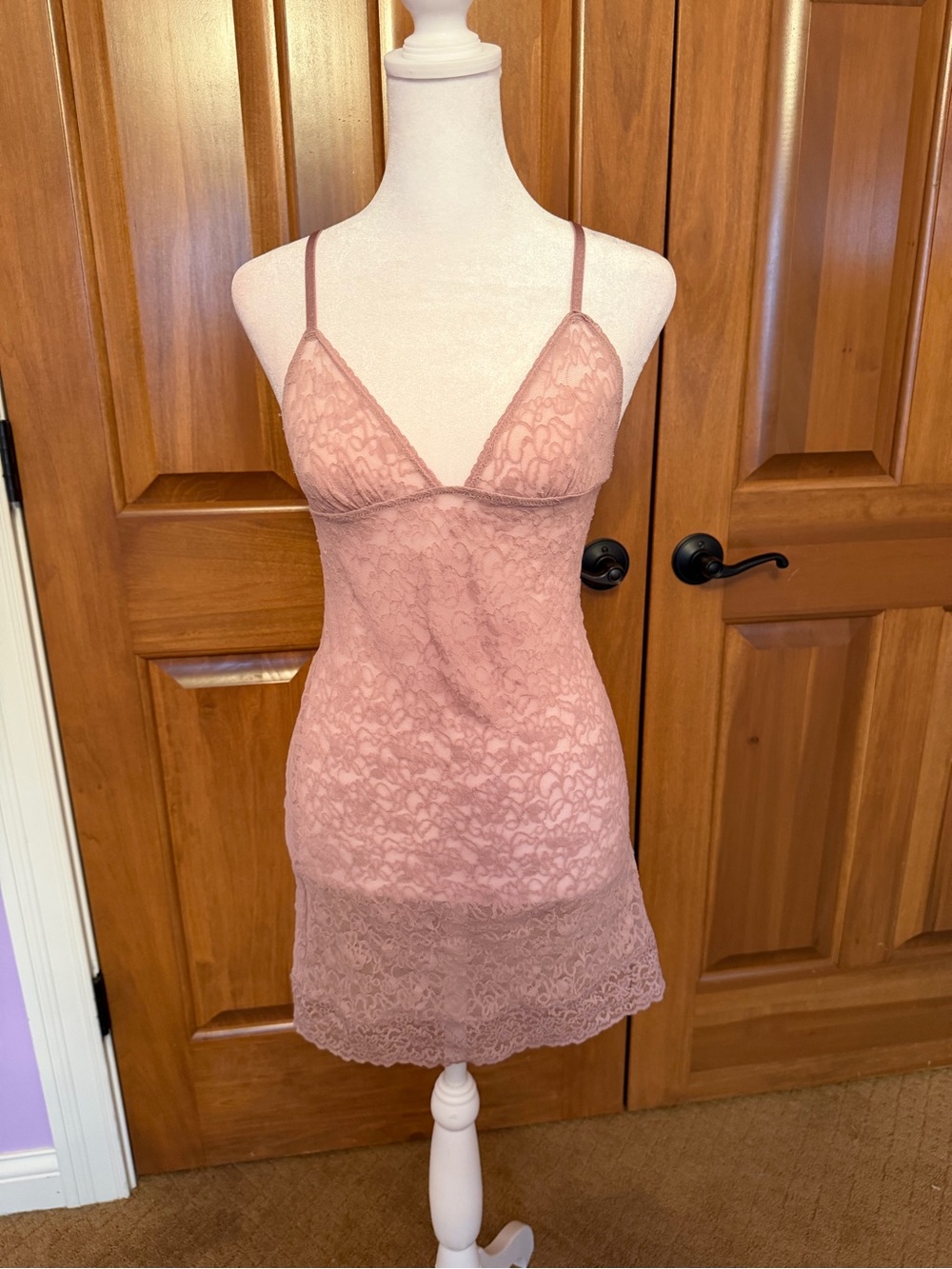 Victoria’s Secret purple lace nylon slip dress size small